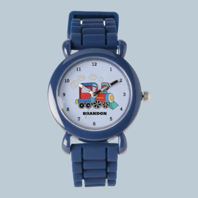 Reloj De Pulsera Niños Tren Niños Nombre personalizado azul (Subido por el creador)