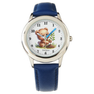 Reloj De Pulsera Niños unisex cutáneos añaden el oso de nombre