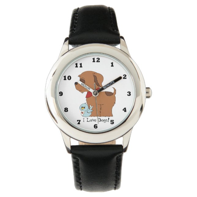 Reloj De Pulsera Niños Unisex me encantan los perros mirar (Anverso)