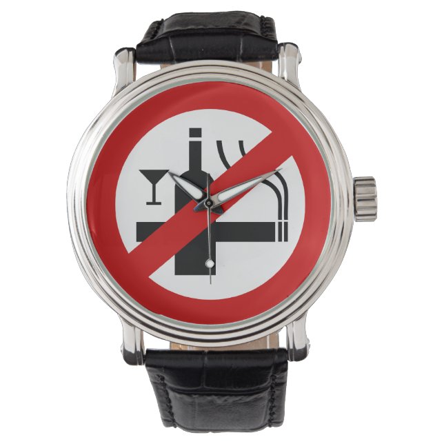 Reloj De Pulsera NO fumar alcohol ⚠ Rótulo tailandés ⚠ (Anverso)