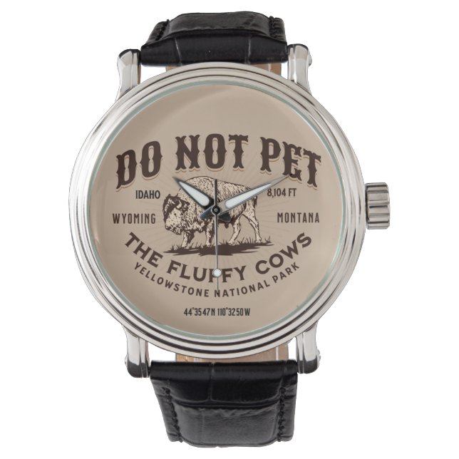 Reloj De Pulsera No Mascota las vacas amarillentas Fluffy National  (Anverso)