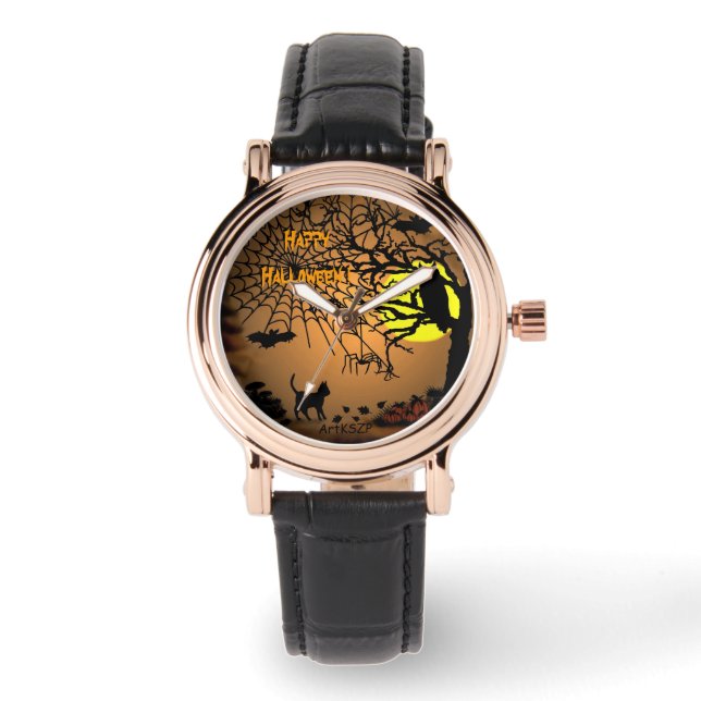 Reloj De Pulsera Noche de Halloween, ¡Feliz Halloween! (Anverso)