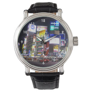 Reloj De Pulsera Noche de la ciudad de Shibuya en Tokio, Japón