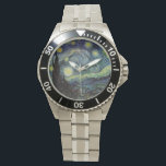Reloj De Pulsera Noche estrellada de Van Gogh.<br><div class="desc">Noche estrellada de Van Gogh. Reloj de estilo clásico de acero inoxidable,  famoso por su arte fino. Pintura petrolera post-impresionismo.</div>