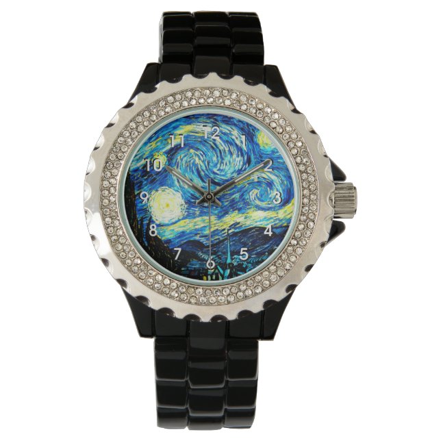 Reloj De Pulsera Noche estrellada, famosa pintura de Vincent van Go (Anverso)