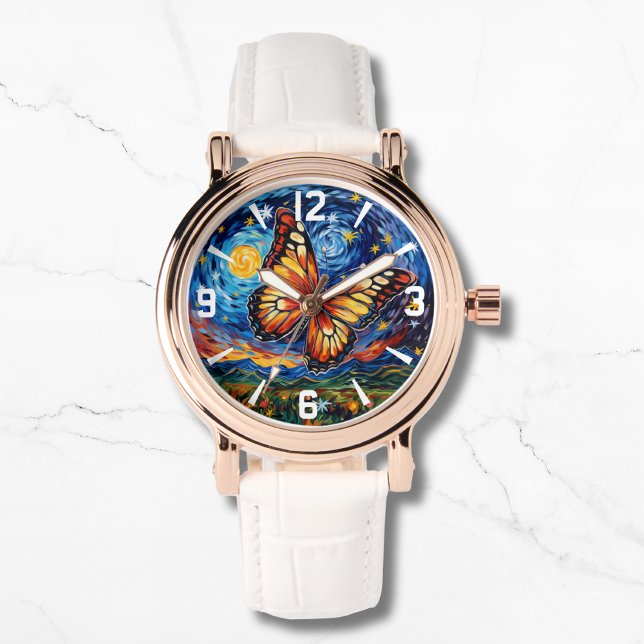 Reloj De Pulsera Noche pintada de mariposa Starry Sky Elegantes muj (Subido por el creador)