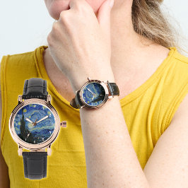 Reloj De Pulsera Noche Van Gogh Starry Pintando Elegantes Mujeres