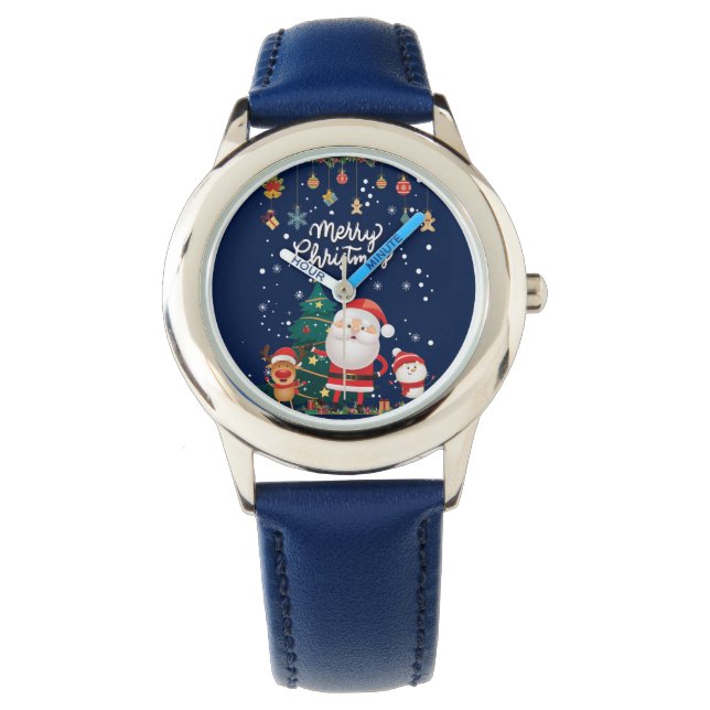 Reloj De Pulsera Nochebuena divertida, hombre de nieve, reno Feliz  (Anverso)