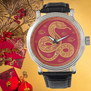Reloj De Pulsera Nochevieja china roja y dorada