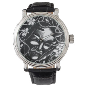 Reloj De Pulsera Noh Mask Japanese Tattoo Watch
