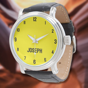 Reloj De Pulsera Nombrar Chica Muchachas Hombres Amarillo canario