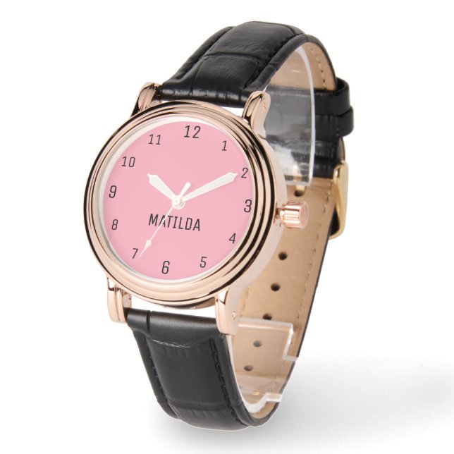 Reloj De Pulsera Nombrar Chica Muchachas Hombres | Baby Pink Elegan (Ángulo)