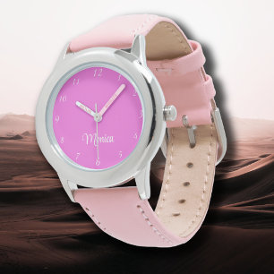Reloj De Pulsera Nombrar Chica Muchachas Hombres   Bubblegum Pink E