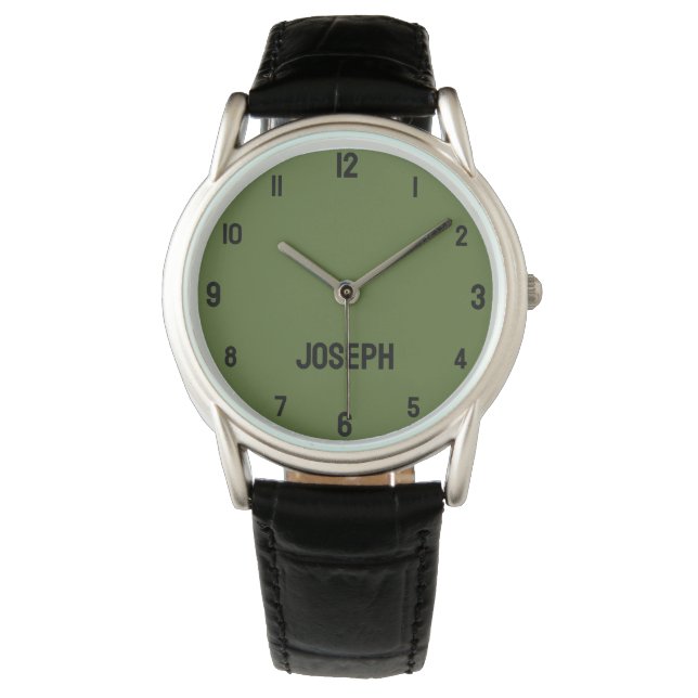 Reloj De Pulsera Nombrar Chica Muchachas Hombres | Moderno verde ol (Anverso)