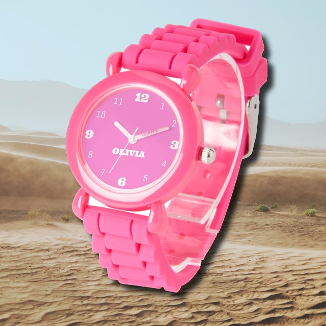 Reloj De Pulsera Nombrar Chica Muchachas Hombres | Neon Pink Stylis (Subido por el creador)