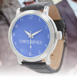 Reloj De Pulsera Nombrar Chica Muchachas Hombres | Royal Blue Elega<br><div class="desc">Nombre personal Chica Muchacho Hombres | Reloj moderno elegante azul real | Clásica | Elegante | Trendy | Elegante | Regalo. Puede elegir agregar su nombre, el nombre de un ser querido o un mensaje especial. Ya sea un regalo sincero para alguien querido o un regalo personal, la elección es...</div>