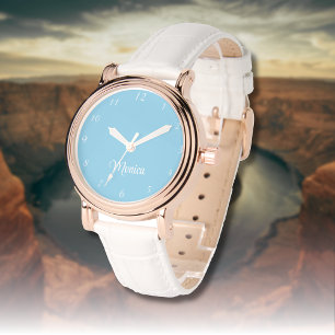Reloj De Pulsera Nombrar Chica Muchachas Hombres   Sky Blue Elegant