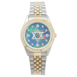 Reloj De Pulsera Nombre azul del personalizado del diamante del