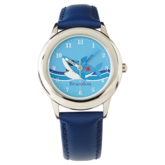 Reloj De Pulsera nombre de adición de tiburón de playa fresco (Anverso)