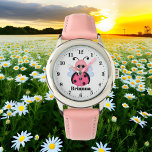 Reloj De Pulsera Nombre de agregación de ladybug rosa<br><div class="desc">diseño por www.etsy.com/Shop/TreasureBoxDigitals</div>