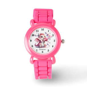 Reloj De Pulsera Nombre de agregado de dragón de chica circular