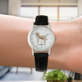 Reloj De Pulsera Nombre de arte de perro labrador retriever amarill