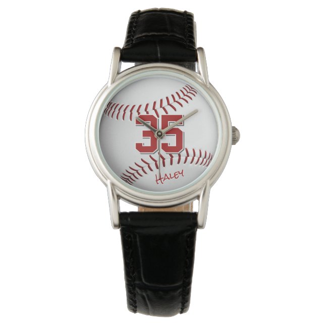 Reloj De Pulsera nombre de atleta de béisbol/softball personalizado (Anverso)