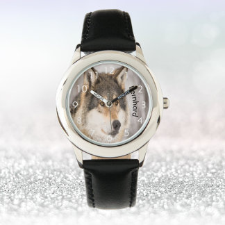 Reloj De Pulsera Nombre de bosque de invierno de cabra lobo