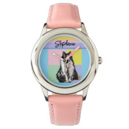 Reloj De Pulsera Nombre de Chicas rosados para pasteles de gato de