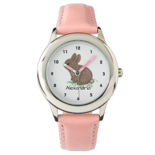 Reloj De Pulsera Nombre de conejito de Woodland Cute Personalizado