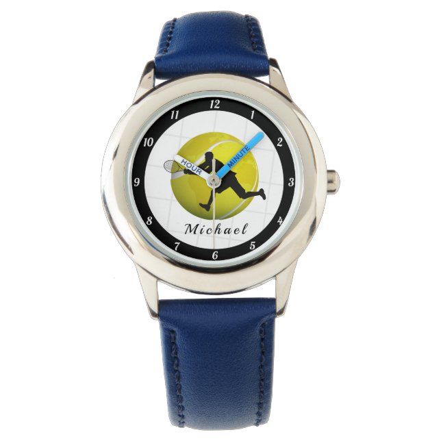 Reloj De Pulsera Nombre de entrenador de silueta de jugador masculi (Anverso)