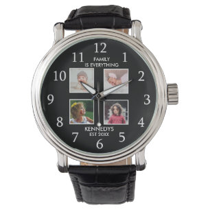Reloj De Pulsera Nombre de familia de 4 Collages de fotos personali