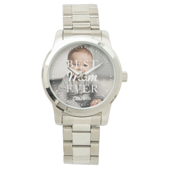 Reloj De Pulsera Nombre de foto de personalizado mejor mamá de todo (Anverso)