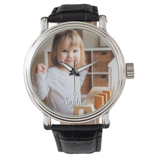 Reloj De Pulsera Nombre de foto y guión de su hijo (Anverso)
