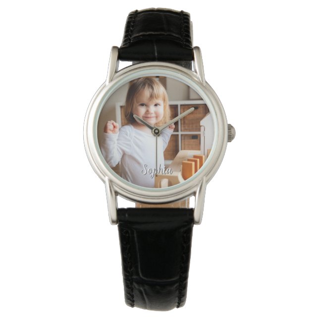 Reloj De Pulsera Nombre de foto y guión de su hijo (Anverso)