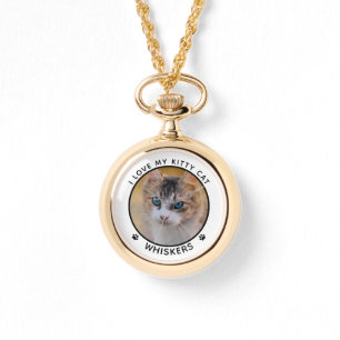 Reloj De Pulsera Nombre de gato lindo con huellas de patas personal