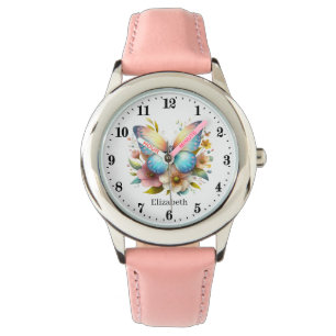 Reloj De Pulsera Nombre de la adición de mariposa de chicas cortos