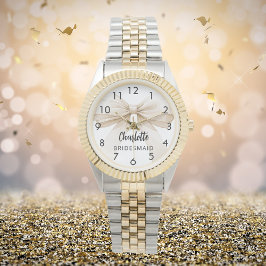 Reloj De Pulsera Nombre de la crema beige del arco de la novia