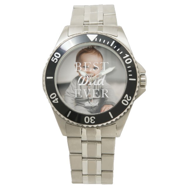 Reloj De Pulsera Nombre de la foto mejor papá (Anverso)