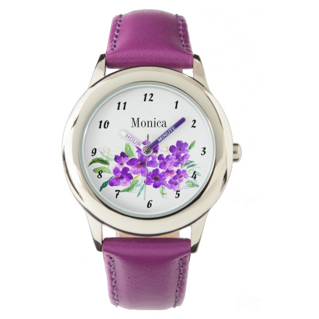 Reloj De Pulsera Nombre de las flores botánicas de flores silvestre (Anverso)