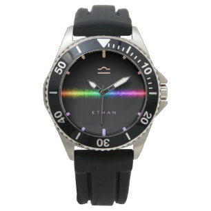 Reloj De Pulsera Nombre de línea de la bandera del orgullo arcoiri