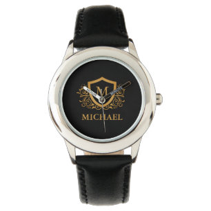 Reloj De Pulsera Nombre de monograma de estilo personalizado en neg