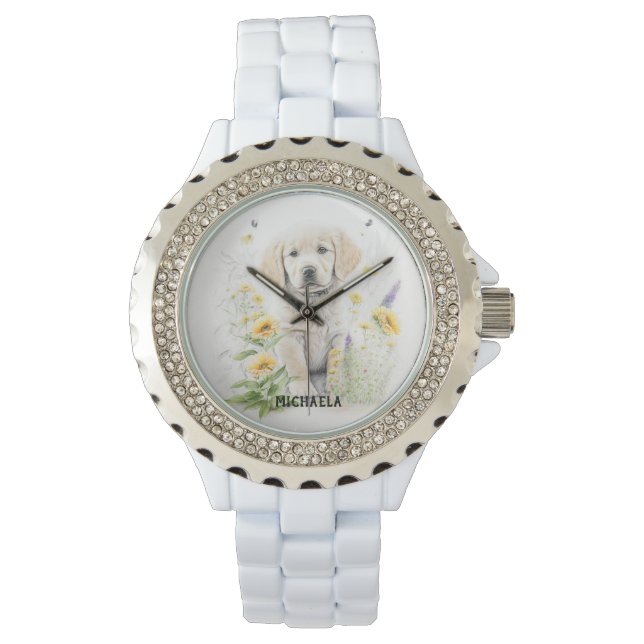 Reloj De Pulsera Nombre de monograma de la copia de Golden Retrieve (Anverso)