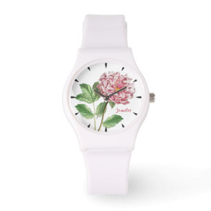 Reloj De Pulsera Nombre de monograma de peones rosados