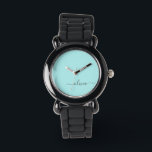 Reloj De Pulsera Nombre de Monograma del Guión Azul Verde azulado M<br><div class="desc">Reloj de nombres de monograma de escritura simple Verde azulada Aqua Blue. Esto hace que el dulce perfecto cumpleaños 16,  boda,  ducha de novia,  aniversario,  ducha de bebé o fiesta de soltera sea regalo para alguien que ama el lujo glam y los estilos de moda.</div>