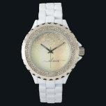 Reloj De Pulsera Nombre de monograma moderno de lujo con brillo dor<br><div class="desc">Reloj con monograma de metal cepillado con brillo dorado de lámina metálica falsa. Esto hace que el regalo perfecto para graduación,  cumpleaños,  boda,  despedida de soltera,  aniversario,  baby shower o fiesta de soltera para alguien que ama el glamour de lujo y los estilos chic.</div>