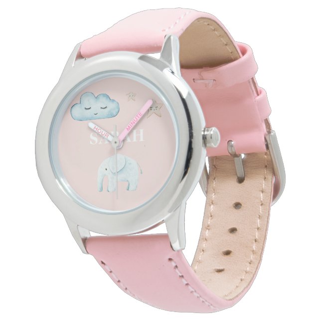 Reloj De Pulsera Nombre de niño rosa y azul pastel moderno (Angular)
