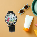 Reloj De Pulsera Nombre de niños de dinosaurios pequeños<br><div class="desc">Los niños de dinosaurios de nombre personalizado vigilan a sus hijos. Este bonito diseño de dinosaurios presenta lindos y coloridos dinosaurios con el nombre de sus hijos. Un regalo perfecto para su hijo en su cumpleaños. Personalízalo añadiendo el nombre de tus hijos.</div>