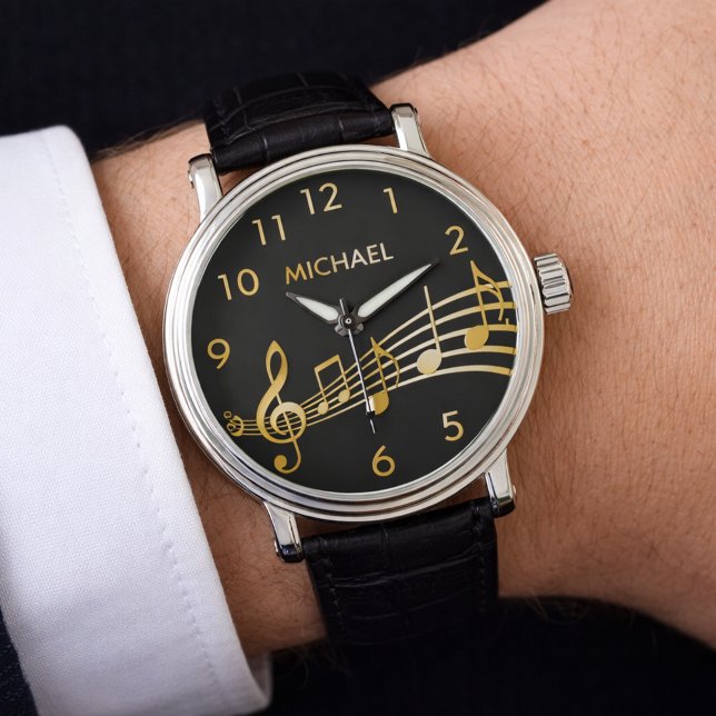 Reloj De Pulsera Nombre de notas de la música oro negra (Subido por el creador)