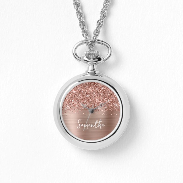 Reloj De Pulsera Nombre de oro de Rosa Purpurinoso (Anverso)